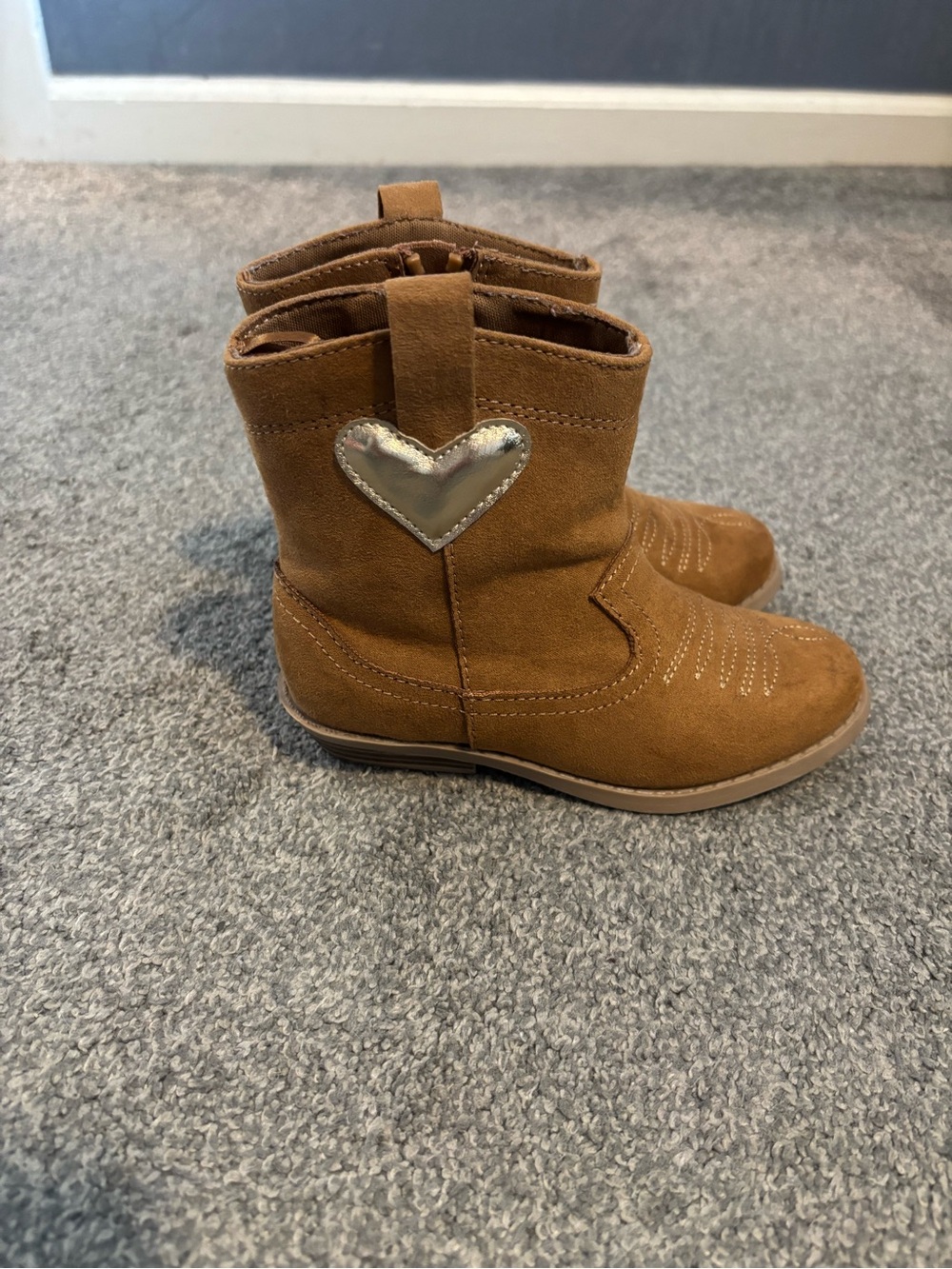 Kids Brown Suede Heart Boot - Casual Style